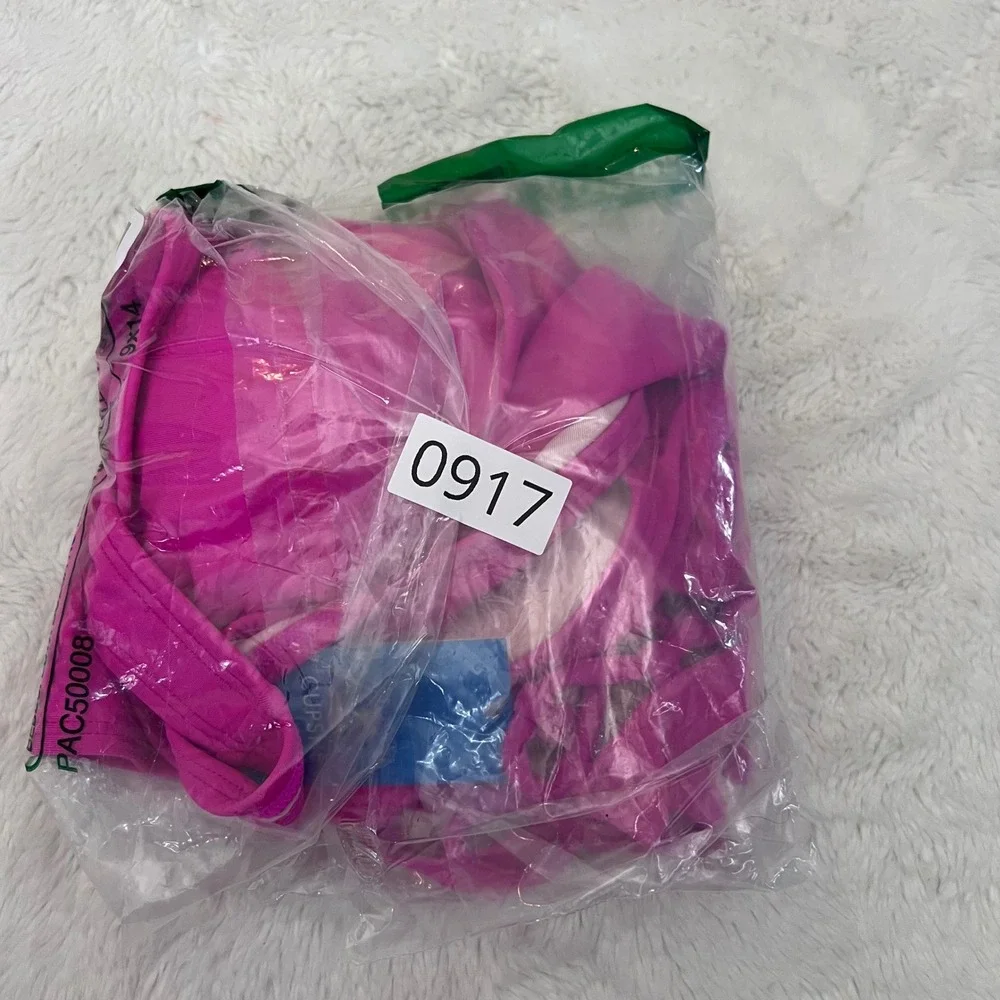 Cupshe‎ Women's Fuchsia Pink Bikini Set High Waisted Side Tie Size Large NWT